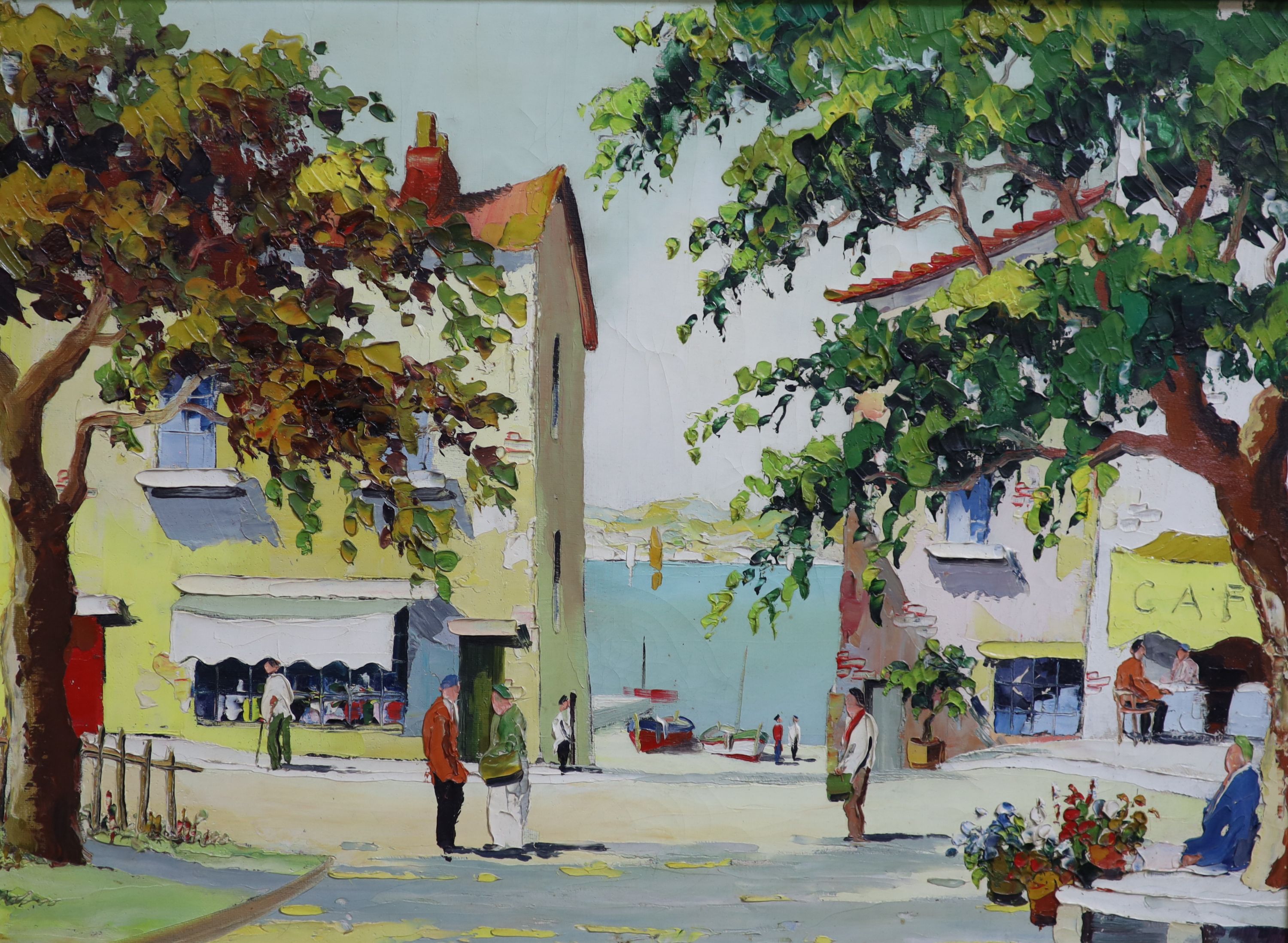 Cecil Rochfort Doyly-John (1906-1993), The Café, Cap Ferrat, South of France, oil on canvas, 42 x 58cm